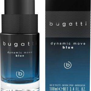 BUGATTI Eau de Toilette Dynamic Move Blue EdT 100ml Zitrischer Herrenduft mit Muskatnuss, aquatischer Note und Amber.