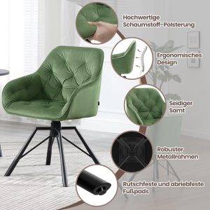 4-Fußstuhl (1 St), drehbar, Esszimmerstuhl für Esszimmer Küche Wohnzimmer