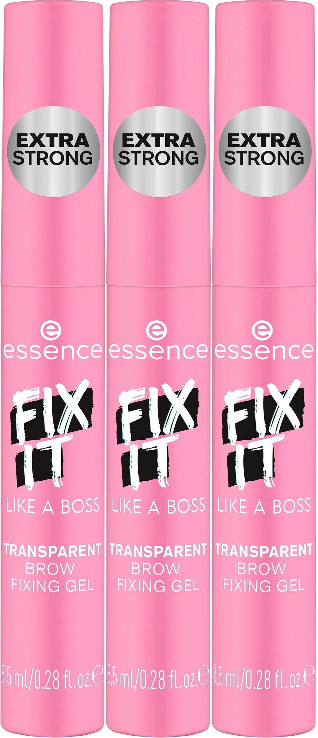 ESSENCE Augenbrauen-Gel FIX IT LIKE A BOSS TRANSPARENT BROW FIXING GEL 3-tlg., mit langanhaltender Textur