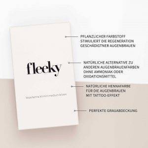 FLEEKY Augenbrauen-Farbe Schwarz - Browhenna Kit - Augenbrauen Haar & Freckles Augenbrauenfarbe & Sommersprossen – vegan, pflanzlich & langanhaltend