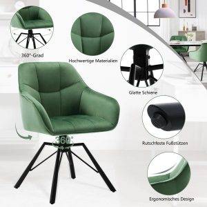 4-Fußstuhl (1 St), drehbar Esszimmerstuhl mit Armlehnen Rückenlehne