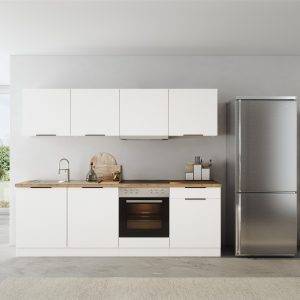 Küchenzeile KS-Lagos2, Breite 240 cm wahlweise mit E-Geräten, mit 38mm starker Arbeitsplatte