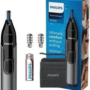 PHILIPS Nasen- und Ohrhaartrimmer NT3650/16 vollständig abwaschbar, inkl. Schutzhülle