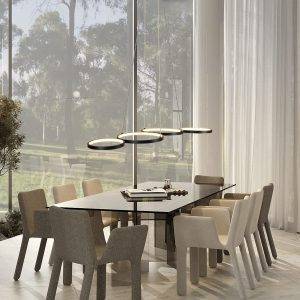 LED Pendelleuchte Wohnzimmer Modern 4 Flammig Hängelampe Dimmbar mit Fernbedienung Augenschutz, Einfache Installtion, LED fest integriert, warmweiß-kaltweiß, Dimmbar