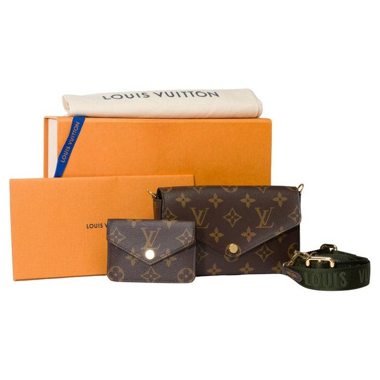 Louis Vuitton Felicie Pochette Strap & Go Umhängetasche aus braunem Segeltuch, GHW