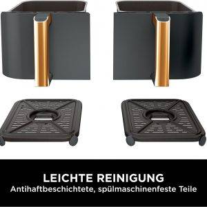 Ninja Foodi MAX Dual Zone Heißluftfritteuse, 9,5L Airfryer, 2 Fächer, mit Zange, Antihaftbeschichtung, spülmaschinenfeste Körbe, 6-in-1, Amazon Exklusiv, Kupfer/Schwarz, AF400EUCP
