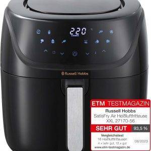 Russell Hobbs Heißluftfritteuse XXL 8L Rapid AirFryer [kompaktes Gehäuse,7 Kochfunktionen,10 Programme] SatisFry (spülmaschinenfest, max 220°C, Fritteuse ohne Öl, Grillen, Backen, Braten) 27170-56