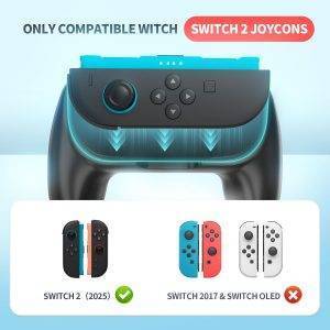 Tixlux 2 Stück Controller Griffe für JoyCon Kompatibel mit Nintendo Switch 2, Ergonomische Komfort-Halterungen für JoyCon Controller, Reaktionsschnelle SL/SR-Tasten, Rutschfester Sitz