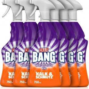 CILLIT BANG Kraftreiniger Bad Kalk und Schmutz Spray fr strahlend saubere Oberflchen 6 x 750 ml