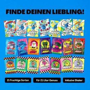 HOLY Starter Set Deluxe - Energy, Iced Tea & Hydration - 42 Portionen in 21 fruchtigen Geschmacksrichtungen - Vegan & zuckerfrei mit 100% natürlichen Fruchtaromen