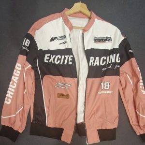 🧥 Stylische Bomberjacke – Lachs / Schwarz / Weiß – Gr. M – Versand inkl. 🧥