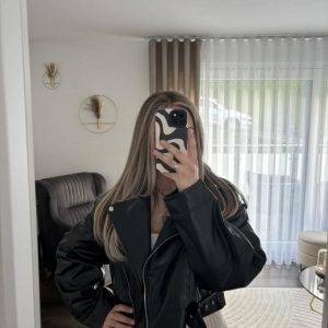 🖤 Schwarze Jacke in Leder-Optik – Gr. M – Versand inkl. 🖤