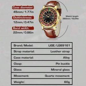 Herren Roulette Uhr Leder Optik