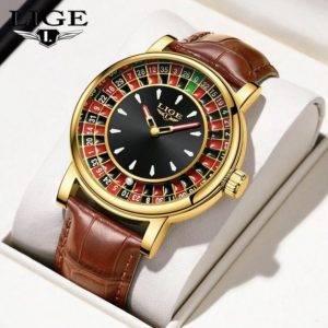Herren Roulette Uhr Leder Optik