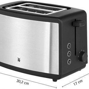 WMF Toaster Bueno Edition, 2-Scheiben-Toaster mit integriertem Brötchenaufsatz 2 kurze Schlitze, für 2 Scheiben, 800 W, 7 Bräunungsstufen, Brotzentrierung, Krümelschublade, Cromargan Gehäuse