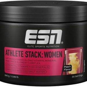 ESN Athlete Stack Women Powder, 390 g Pulver, Peach, mit Vitaminen und Mineralstoffen, Vegan - Made in Germany