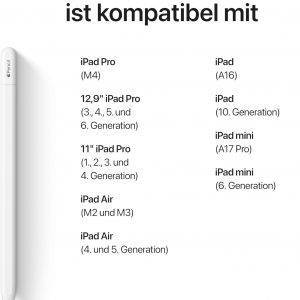 Apple Pencil (USB C): Pixelgenaue Präzision, Neigungssensitivität und branchenführende niedrige Latenz zum Notizenmachen, Zeichnen und Unterschreiben von Dokumenten. Lädt und koppelt über USB C