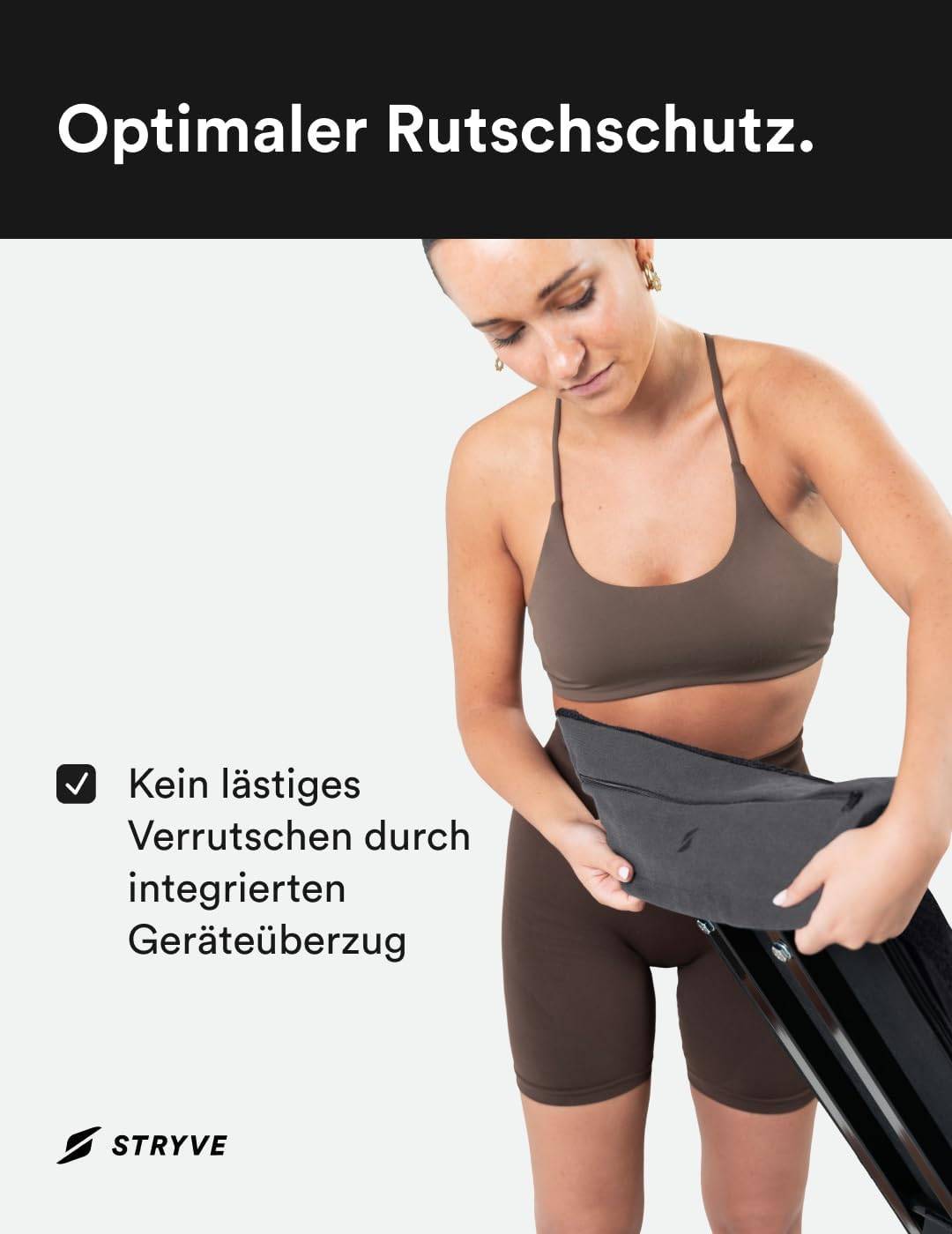STRYVE Sporthandtuch – Das Original aus DHDL – Towell+ Pro – All Black – 105 x 42,5 cm – Magnetclip & Rutschschutz – Hygienisch & Funktional – Ideales Handtuch fürs Gym verfügbar – Bild 2