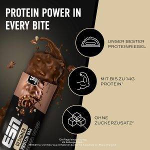 ESN Designer Bar Box, Hazelnut Nougat, 12 x 45 g, der ideale Snack mit bis zu 14 g Protein pro Riegel - made in Germany - Verschiedene Sorten