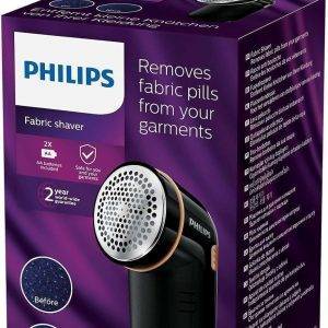 Philips Fusselentferner für alle Kleidungsstücke, entfernt kleine Knötchen, 2 Höheneinstellungen, batteriebetrieben (2 Philips AA-Batterien inkl.), 8 x 12.3 x 5.8 cm, schwarz-Gold (GC026/80)