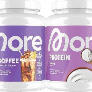 MORE Proteinbundle aus More Protein Sahne, 600g und Protein Iced Coffee, 500g, Vanilla Chocolate Chip Cookie, Whey Konzentrat Casein Mix und Eiskaffee mit wertvollen Proteinen - made in Germany