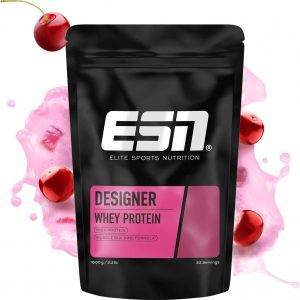 ESN Premium Designer Whey Protein Pulver, Cherry Yogurt, 1 kg, bis zu 23 g Protein pro Portion, ideal zum Muskelaufbau und -erhalt - made in Germany