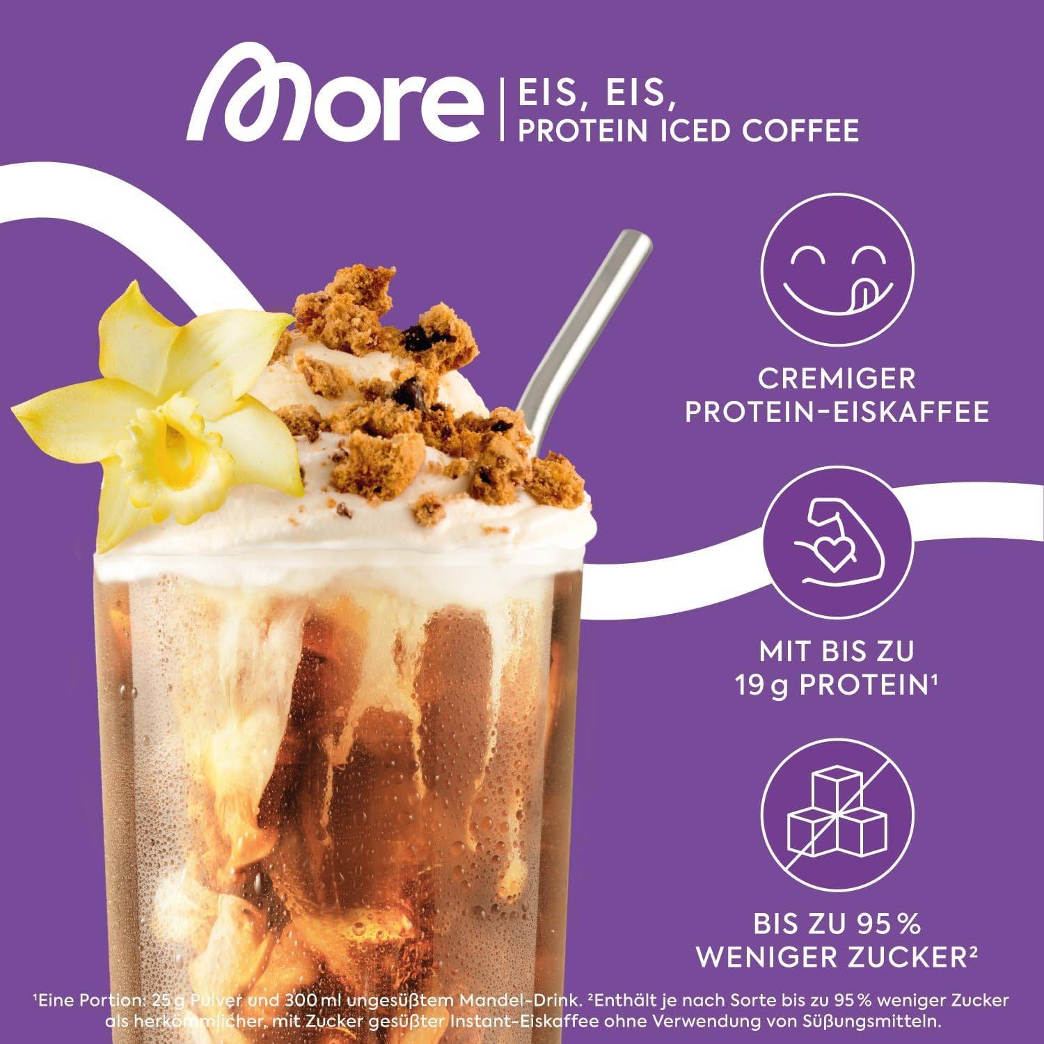 MORE Proteinbundle aus More Protein Sahne, 600g und Protein Iced Coffee, 500g, Vanilla Chocolate Chip Cookie, Whey Konzentrat Casein Mix und Eiskaffee mit wertvollen Proteinen - made in Germany – Bild 2