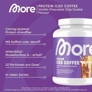 MORE Proteinbundle aus More Protein Sahne, 600g und Protein Iced Coffee, 500g, Vanilla Chocolate Chip Cookie, Whey Konzentrat Casein Mix und Eiskaffee mit wertvollen Proteinen - made in Germany
