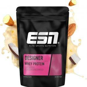 ESN Premium Designer Whey Protein Pulver, Almond Coconut, 1 kg, bis zu 23 g Protein pro Portion, ideal zum Muskelaufbau und -erhalt - made in Germany
