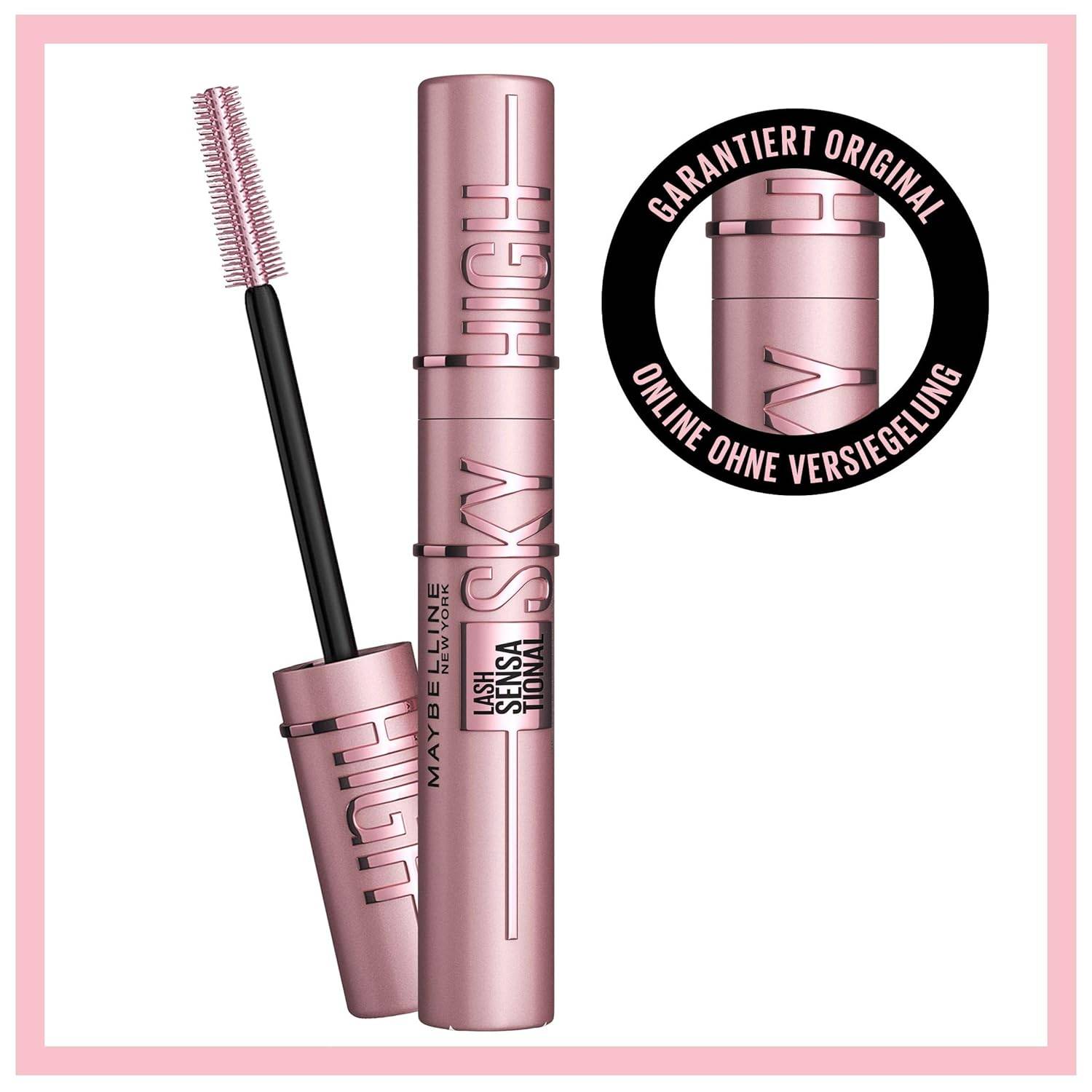 Maybelline New York Sky High Schwarze Wimperntusche für extrem lange Wimpern und Volumen, Lash Sensational Sky High Mascara, Farbe: Very Black, 7,2 ml