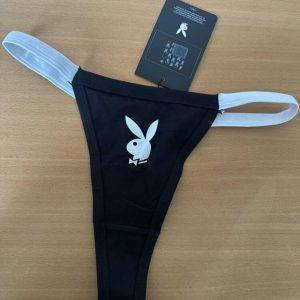 Playboy Vintage Bikini-Slip mit Häschen-Muster – High Cut NEU!!
