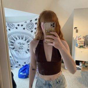 🌸 Damen Halterneck Camisole – Braun – Größe S 🌸