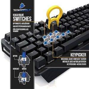 TITANWOLF Gaming Set - mechanische Tastatur ALUMAR MMO 10800dpi Gaming Maus Specialist XXL Mauspad - Mechanical Keyboard - Anti-Ghosting - LED Backlight - 19 Lichtmodi - Makro-Modus