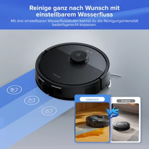 roborock Q7 L5+ Saugroboter mit Wischfunktion, Automatischer Staubentleerung, Dual Anti-Tangle System, 8.000 Pa Saugkraft, LiDAR-Navigation,Wischroboter für Teppich, Tierhaare, APP Steuerung(Schwarz)