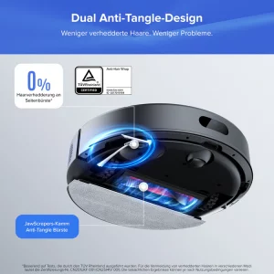 roborock Q7 L5+ Saugroboter mit Wischfunktion, Automatischer Staubentleerung, Dual Anti-Tangle System, 8.000 Pa Saugkraft, LiDAR-Navigation,Wischroboter für Teppich, Tierhaare, APP Steuerung(Schwarz)
