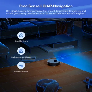 roborock Q7 L5+ Saugroboter mit Wischfunktion, Automatischer Staubentleerung, Dual Anti-Tangle System, 8.000 Pa Saugkraft, LiDAR-Navigation,Wischroboter für Teppich, Tierhaare, APP Steuerung(Schwarz)