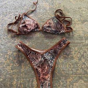 Bunter Leo-Bikini, Größe S