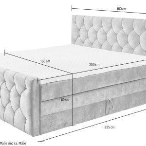 Boxspringbett "Cashfield", Topseller inkl. zwei Bettkästen & Topper erhältlich in den Größen 180x200cm