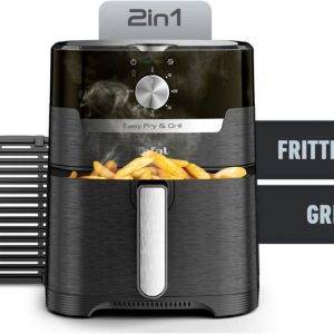 TEFAL Heißluftfritteuse Easy Fry & Grill Classic EY5018, 2-in-1 Heissluftfritteuse & Grill, wenig Öl für 6 Portionen, einstellbare Zeit und Temperatur, EY5018