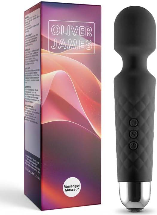 Vibrator für Frauen - Leises und Starkes Massagegerät + Akku - Sexspielzeug mit 20 Vibrationsmuster und 8 Geschwindigkeitsstufen - Kabelloser Dildo für Klitoris, G Spot - Oliver James (Schwarz)