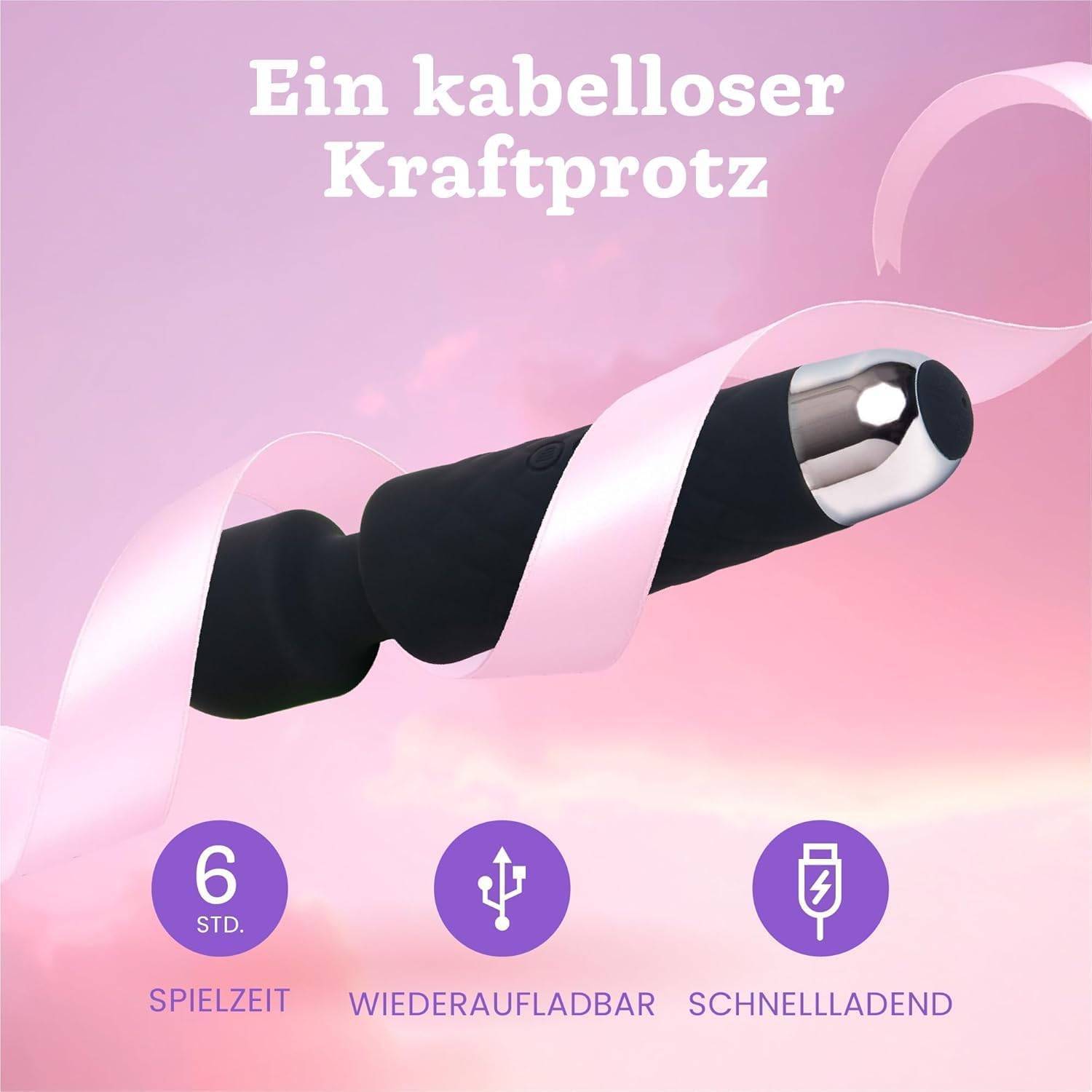 Vibrator für Frauen - Leises und Starkes Massagegerät + Akku - Sexspielzeug mit 20 Vibrationsmuster und 8 Geschwindigkeitsstufen - Kabelloser Dildo für Klitoris, G Spot - Oliver James (Schwarz) – Bild 5