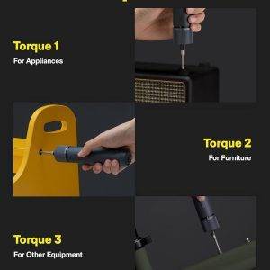 HOTO Elektroschrauber Wiederaufladbar, 3.6V Akkuschrauber Set USB-C, 3 Drehmomenteinstellungen, 1500mAh Akku, LED-Licht & 12 S2 Metallbits für Möbel/Elektrische Reparaturen