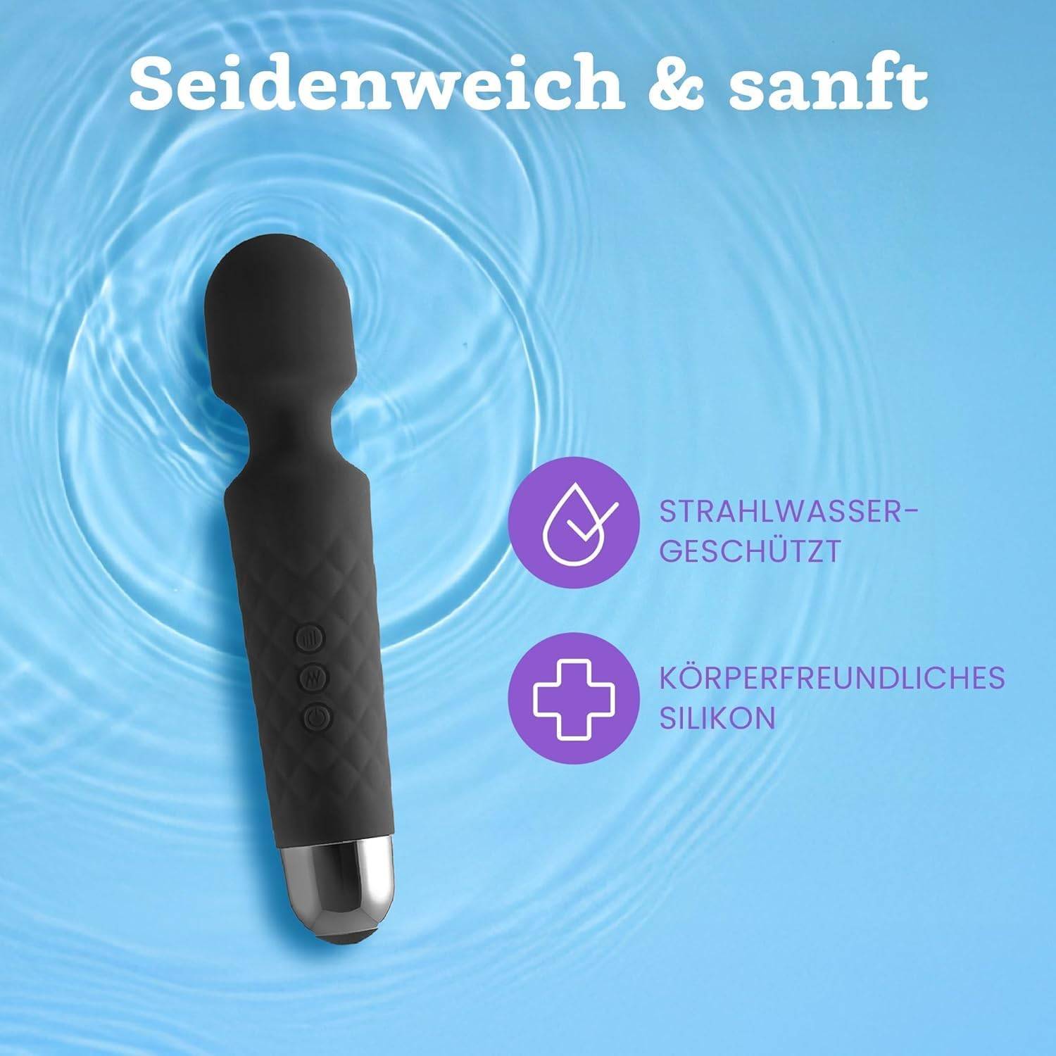 Vibrator für Frauen - Leises und Starkes Massagegerät + Akku - Sexspielzeug mit 20 Vibrationsmuster und 8 Geschwindigkeitsstufen - Kabelloser Dildo für Klitoris, G Spot - Oliver James (Schwarz) – Bild 4