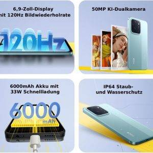 XIAOMI Poco C85, Smartphone 8+256GB, 6,9" 120Hz Display 7,99mm Design, MediaTek Helio G81-Ultra Octa-Core, 50MP AI-Zweifach-Kamera, 6000mAh