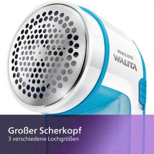 Philips Fusselrasierer – Fusselentferner für Kleidungsstücke, geeignet für alle Textilien, 2 Höheneinstellungen, batteriebetrieben, blau (GC026/00)