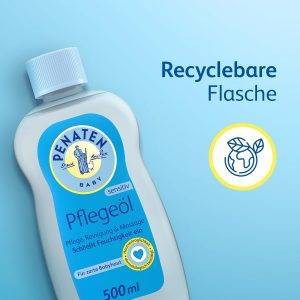 Penaten Pflegeöl 500ml, sanftes Baby Massageöl und Babyöl zur Pflege, Reinigung und Massage, ohne Parabene und Farbstoffe, für Neugeborene