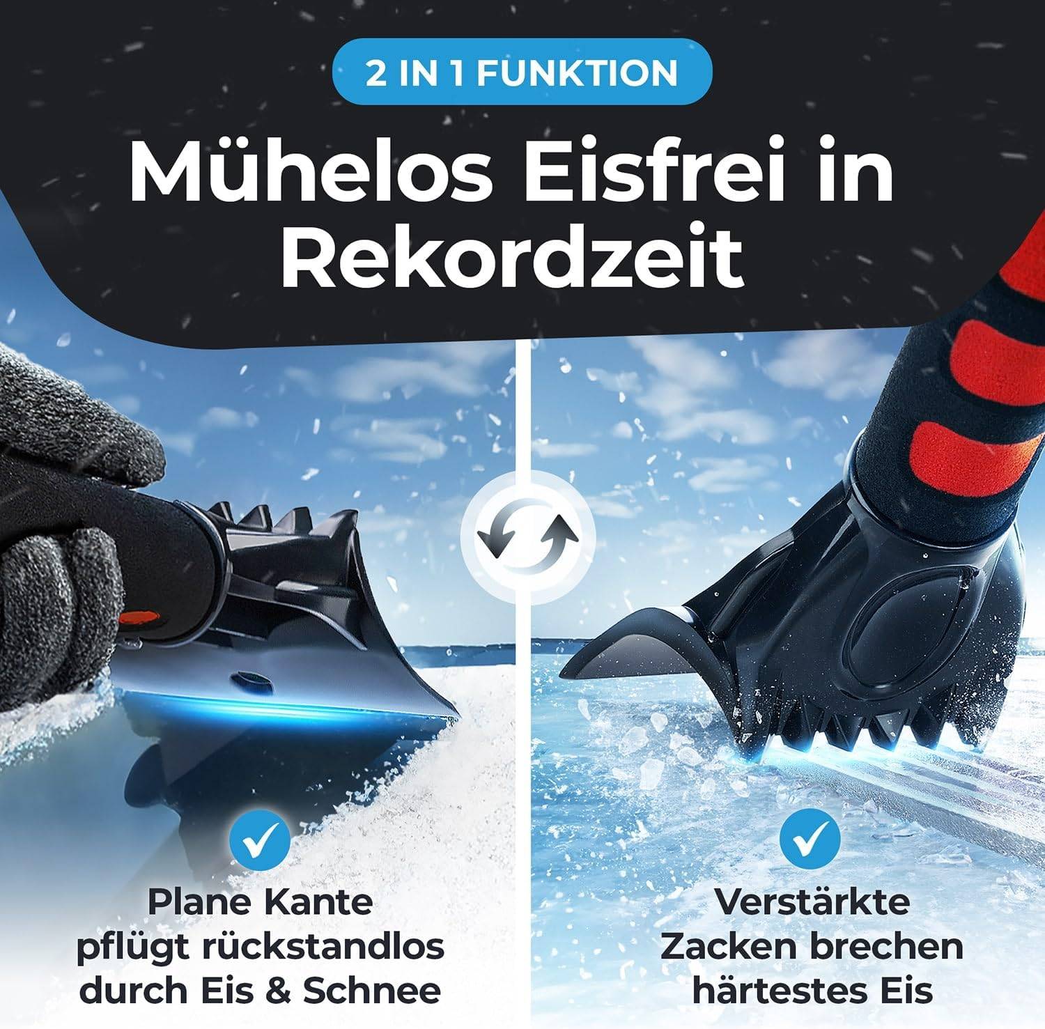 Eiskratzer Auto mit Handschuh TESTSIEGER 2025* - “Eismonster” Profi Scheibenkratzer Auto trifft auf den “Besten Eiskratzer Auto Handschuh“ - top Effizienz kombiniert mit 100% Komfort – Bild 3