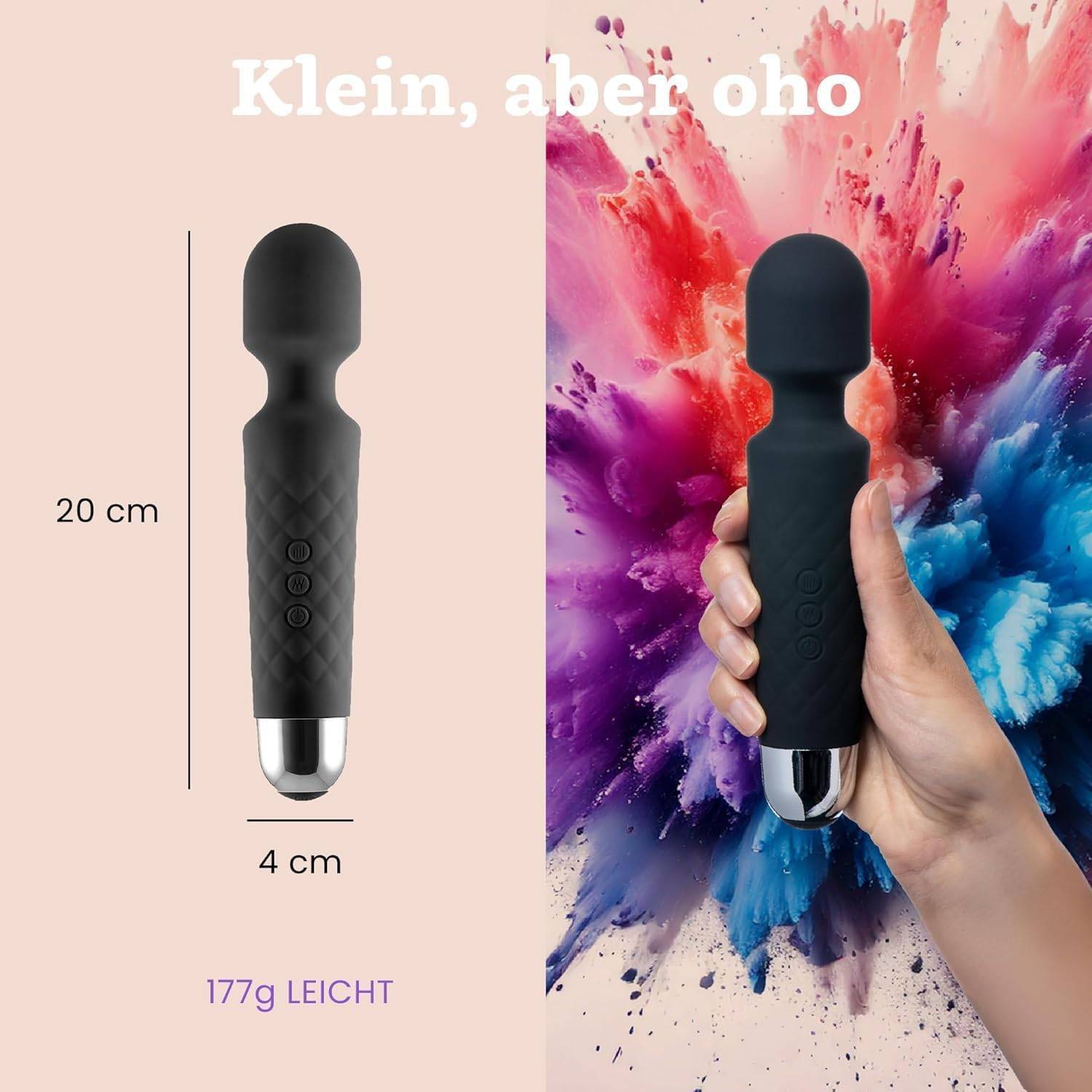 Vibrator für Frauen - Leises und Starkes Massagegerät + Akku - Sexspielzeug mit 20 Vibrationsmuster und 8 Geschwindigkeitsstufen - Kabelloser Dildo für Klitoris, G Spot - Oliver James (Schwarz) – Bild 3