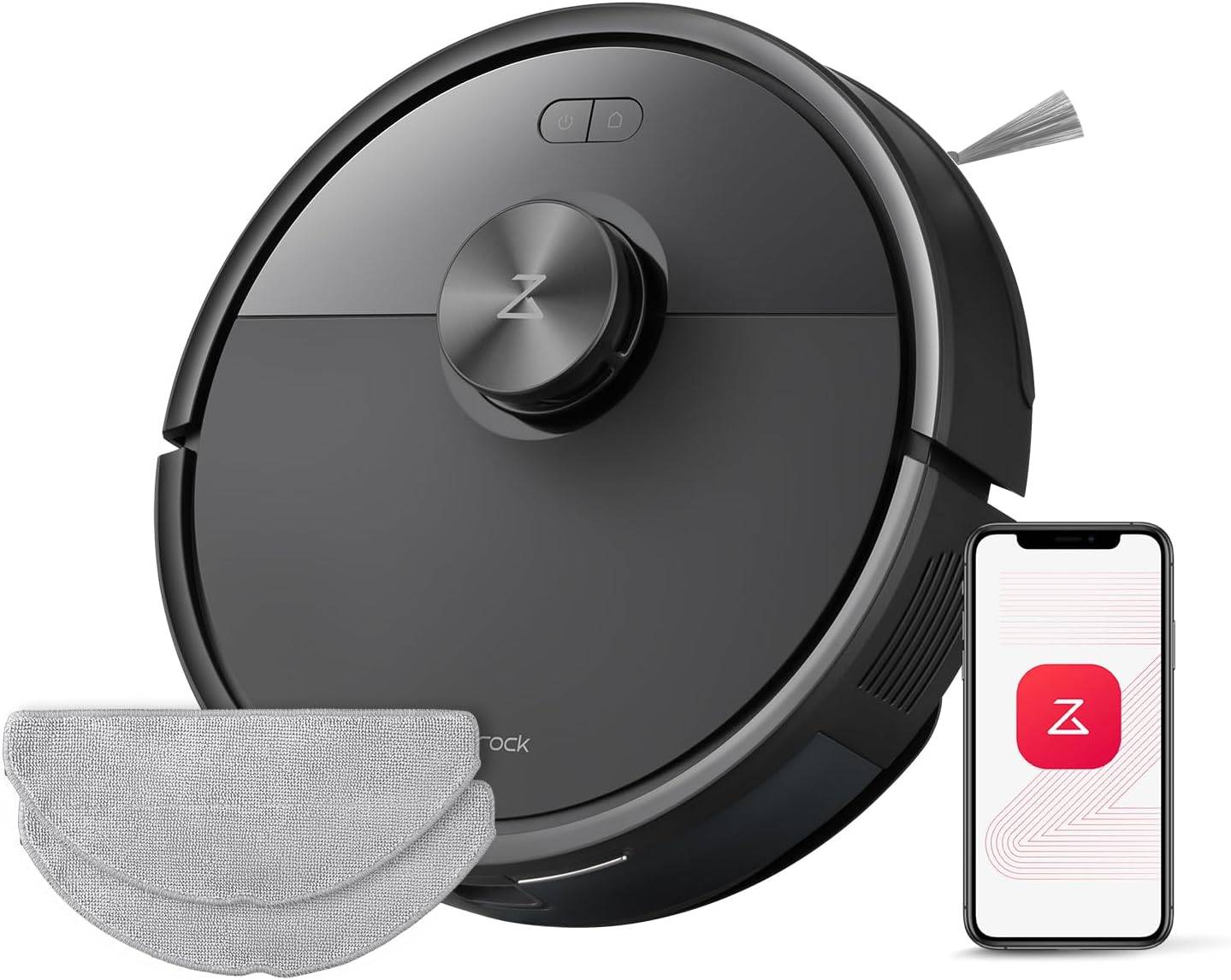 roborock Q7 M5-Set Saugroboter mit Wischfunktion, 10.000Pa Saugkraft, Dual Anti-Tangle-System, 150Min Laufzeit, LiDAR Navigation, Staubsauger Roboter für Teppich, Tierhaare, APP Steuerung (Schwarz)