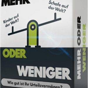 More or Less | Mehr Oder Weniger Kartenspiel | Wie gut ist Ihr Urteilsvermögen? Spiel für Erwachsene, Famile & Kinder | 2+ Spieler | Familienspiel | Reisespiel |